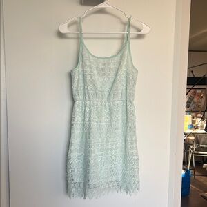 Divided Mint Lace Mini Dress